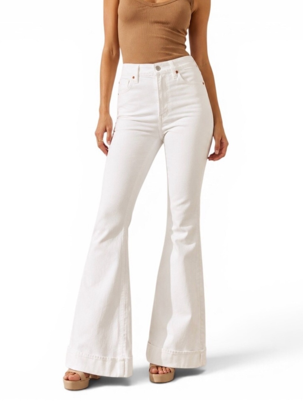 Pistola White Mid-Rise Ultra Flared Kinsley White Jeans 27
